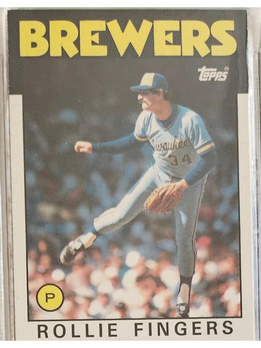 1986 Topps #185 - Rollie Fingers - HOF - Milwaukee Brewers Baseball